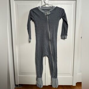 Burt’s Bees Striped Gray Kids Footy PJs 18M
